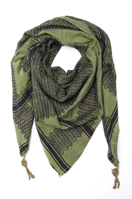 Hirbawi Authentic Original Olive Drab Green Kufiya in stock shemagh keffiyeh filistine hebron hatta palestine palestinian real palestinian-owned scarf west bank cultural cotton threaded real hirbawi in stock