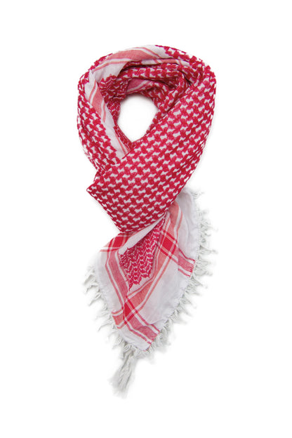 Hirbawi Authentic Original Red and White Red Jordanian Saudi Kufiya in stock shemagh keffiyeh filistine hebron hatta palestine palestinian real palestinian-owned scarf west bank cultural cotton threaded real hirbawi in stock